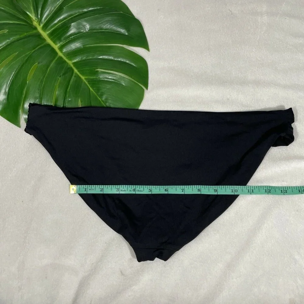 NEW $44 Becca Color Code Shirred‎ Black Bikini Bottoms [ SZ XL ] #3988